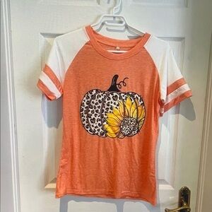 Orange and White Kids Pumpkin Graphic T-Shirt